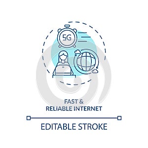 Fast and reliable internet concept icon