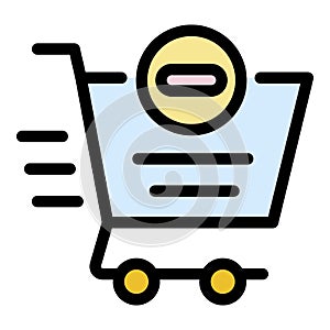 Fast restriction shop cart icon color outline vector