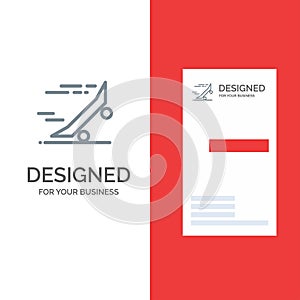 Fast, Ride, Riding, Skateboard, Skateboard Grey Logo Design and Business Card Template