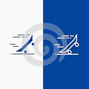 Fast, Ride, Riding, Skateboard, Skateboard Line and Glyph Solid icon Blue banner Line and Glyph Solid icon Blue banner