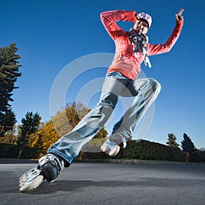 Fast rollerblading