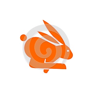 Fast running rabbit icon. Flat vector illustration for web design, infographics and mobile app.