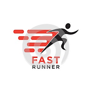 Fast running silhouette logo design template