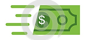 Fast send money transfer funds payment vector icon.