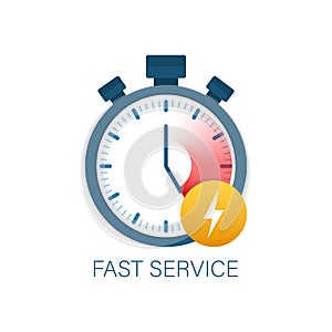 Fast service. Fast delivery icon, timely service, stopwatch. Vector stock illustration