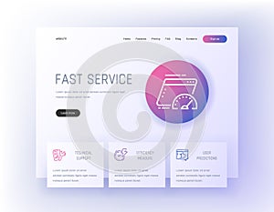 Fast service, Technical support, Efficiency measure, User predictions Landing page template.