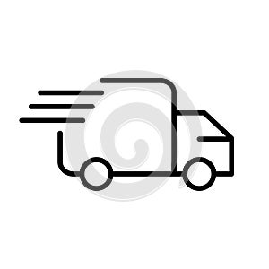 Fast shipping delivery line truck icon