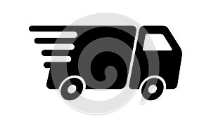 Fast shipping delivery truck flat icon for apps and websites. flat style - stock vector.