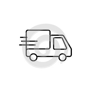 Fast shipping delivery truck. Line icon design. Vector illustration for apps and websites eps 10