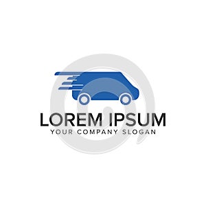 Fast shipping delivery truck logo design concept template