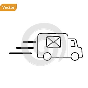 Fast shipping delivery truck. Set of Line icons. Vector illustration for apps and websites