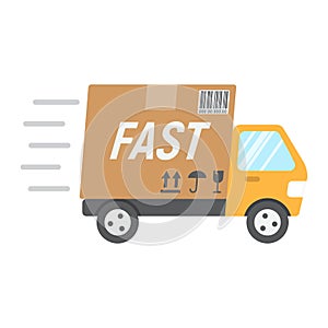 Fast shipping flat icon, delivery truck