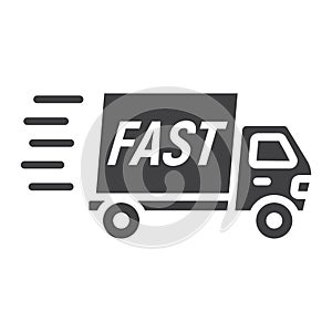 Fast shipping glyph icon, delivery truck