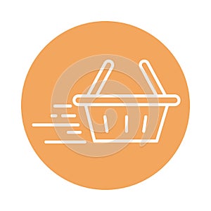 Fast shopping basket cargo shipping delivery block style icon