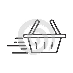 Fast shopping basket cargo shipping delivery line style icon