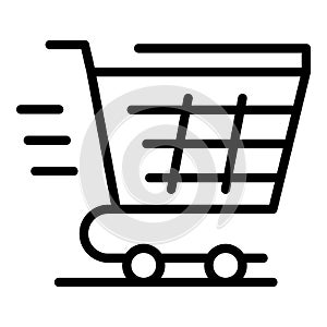 Fast shopping cart icon, outline style
