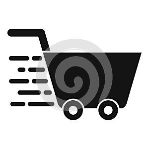 Fast shopping cart icon simple vector. Speed device