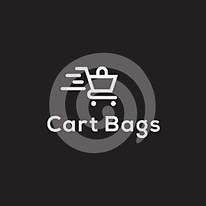 fast shopping cart logo design template. trolley icon design