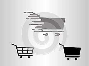 Fast Shopping Cart vector Icon, flat design.