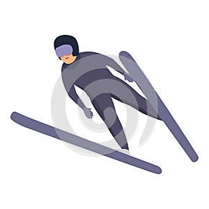 Fast ski jumper icon cartoon vector. Active move