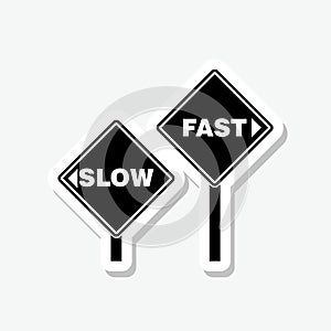 Fast or slow pace sticker icon isolated on gray background