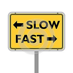 Fast or slow road sign