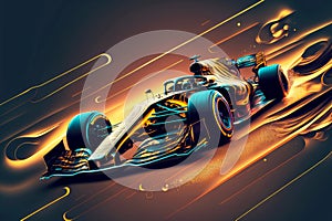 fast speed car takes part in formula one racing championship, generative ai
