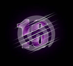 Fast speed elements of luxury glass number 10 ten character. purple dark tone background.  vector illustration eps10