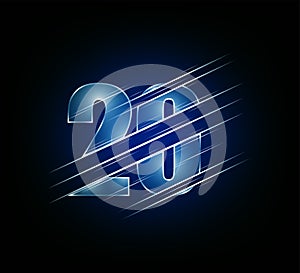 Fast speed elements of luxury glass number 20 twenty character. blue dark tone background.  vector illustration eps10