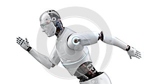 Fast speed technology concept with 3d rendering robot running