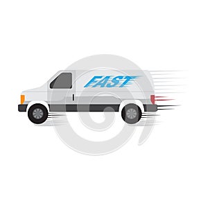 Fast Speed Van Truck and Car Shipping Cargo Logistic Delivery Vector
