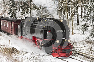 Fast Steam Locomotive in Winter