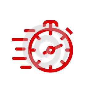 Fast stopwatch line icon. Fast time sign. Speed clock symbol urgency, deadline, time management, competition â€“ for stock