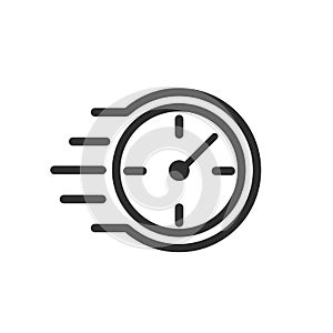 Fast stopwatch line icon. Fast time sign. Speed clock symbol urgency, deadline, time management, competition â€“ stock vector
