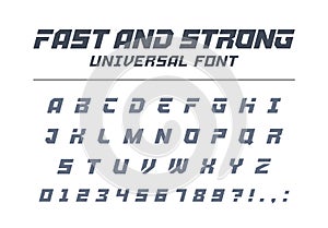 Fast and strong, high speed universal font. Sport, futuristic, technology, future alphabet. photo