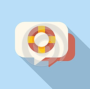 Fast support chat icon flat vector. Online app info