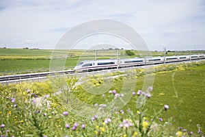 Fast train in landscape