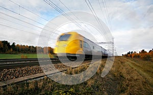 Fast train with motion blur