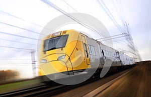 Fast train with motion blur