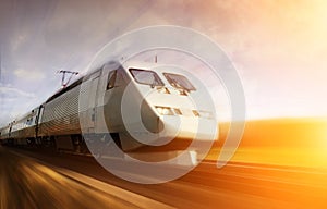 Fast train with motion blur