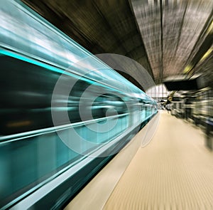 Fast train in motion blur