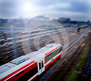 Fast train with motion blur