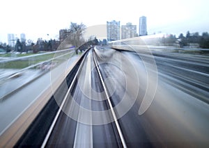 Fast train - rear view motion blur