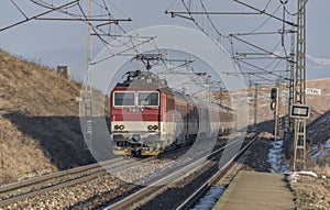 Fast train in station Spisske Tomasovce