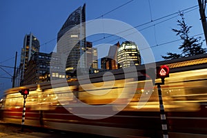 Fast Tram at The Hague Cityscape