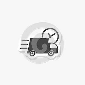 Fast Truck Delivery Service Black Silhouette Icon sticker isolated on white background