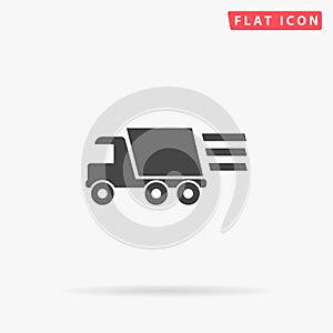 Fast truck flat vector icon