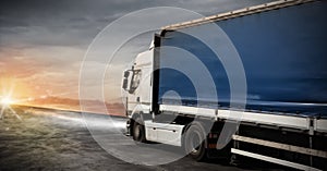 Fast truck transport delivers packages photo