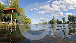 Fast video timelapse landscape pier river sky