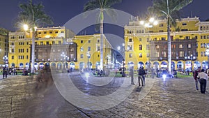Fast walk from Central Post Office Building to Plaza de Armas night timelapse hyperlapse photo